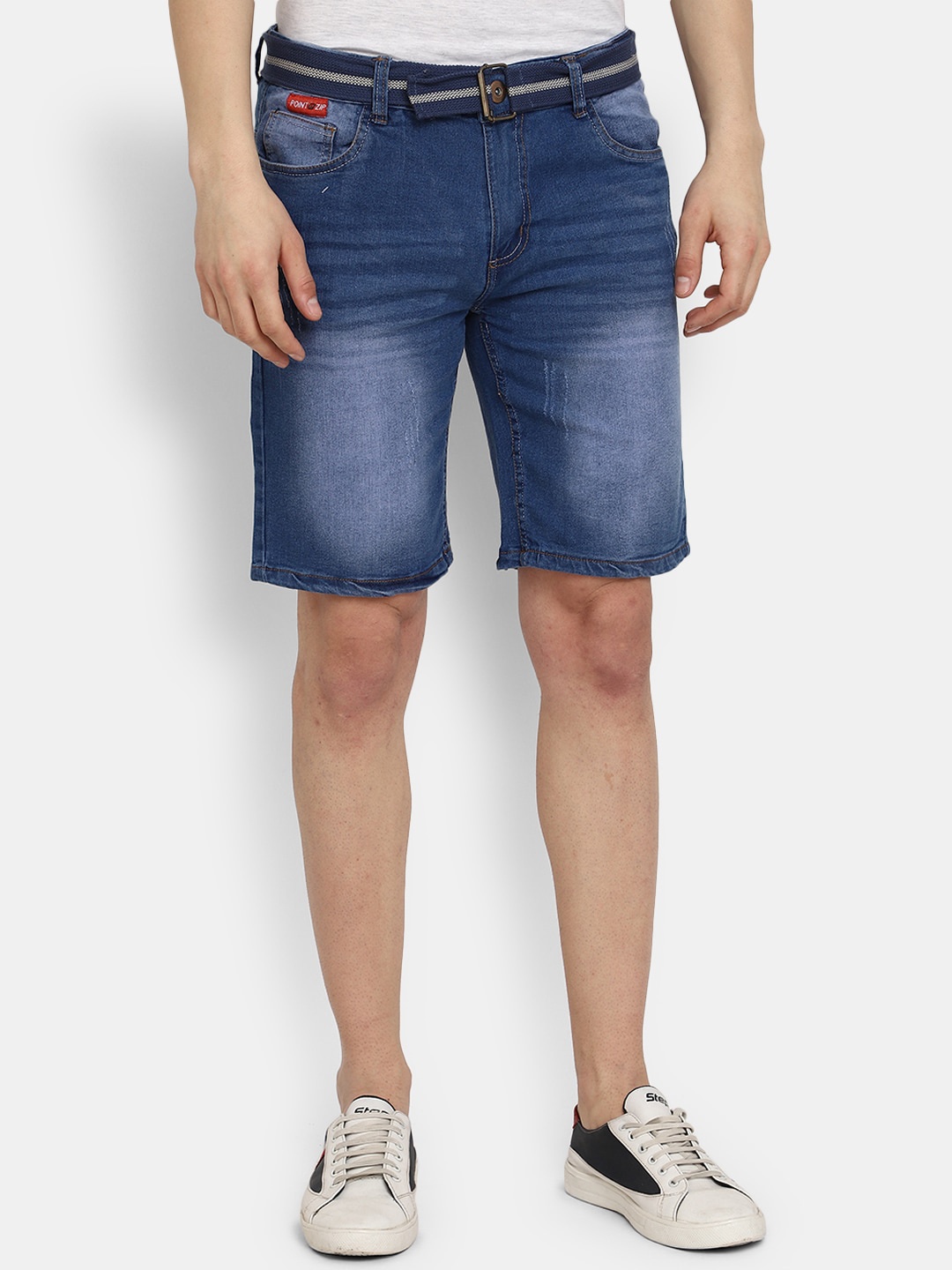 

V-Mart Men Washed Mid-Rise Denim Shorts, Blue