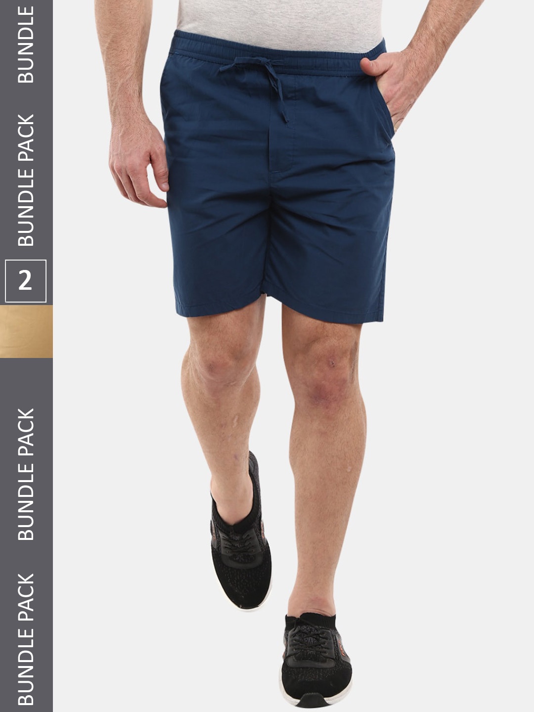 

V-Mart Men Pack Of 2 Mid-Rise Cotton Regular Shorts, Teal