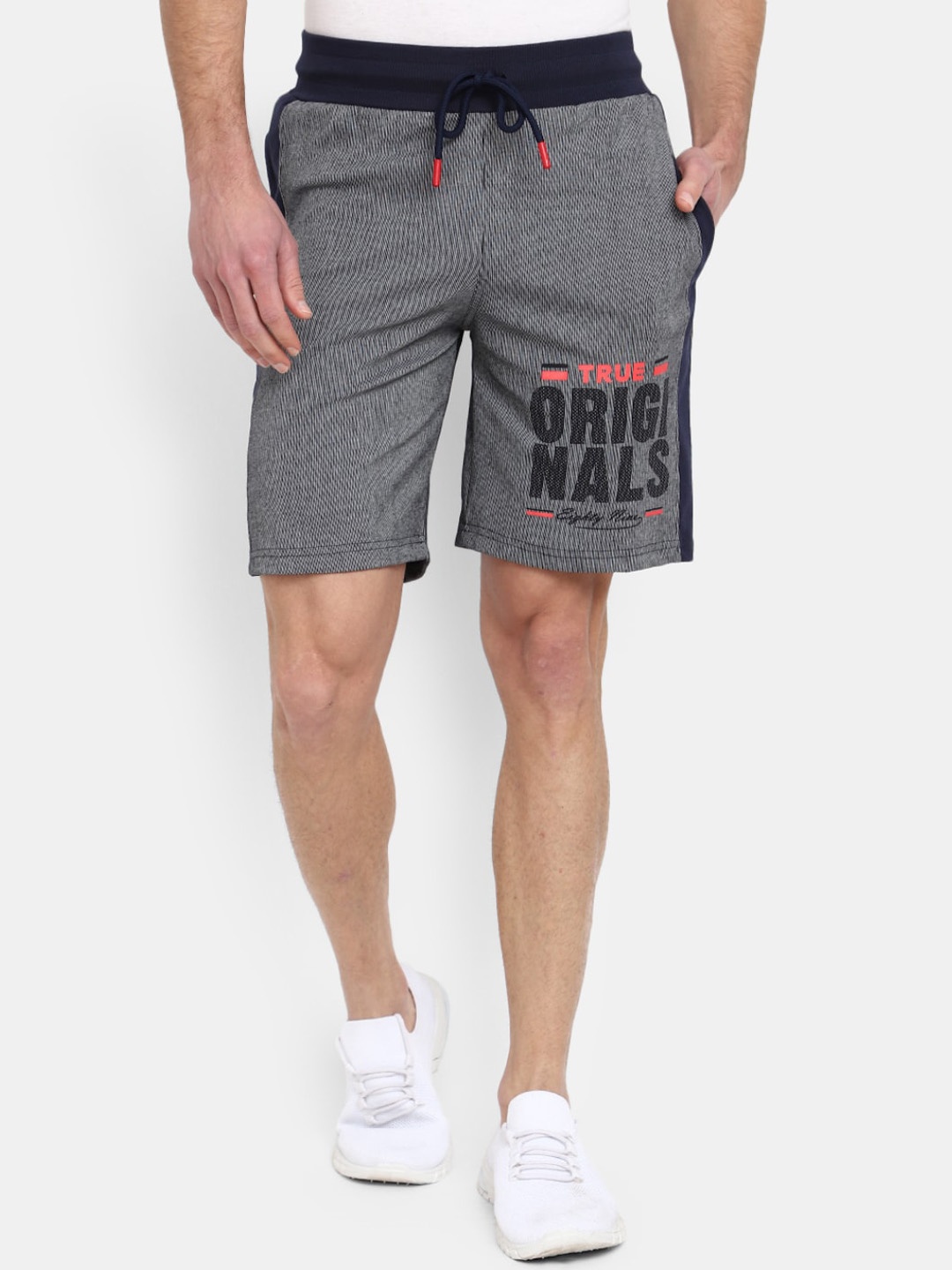 

V-Mart Men Typography Printed Cotton Shorts, Grey