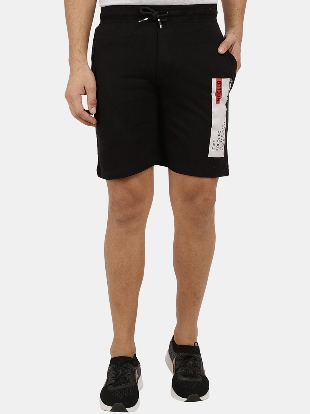 

V-Mart Men Mid-Rise Cotton Shorts, Black