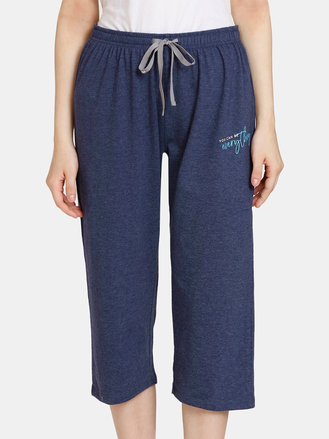 

Rosaline by Zivame Women Mid Rise Capris, Blue
