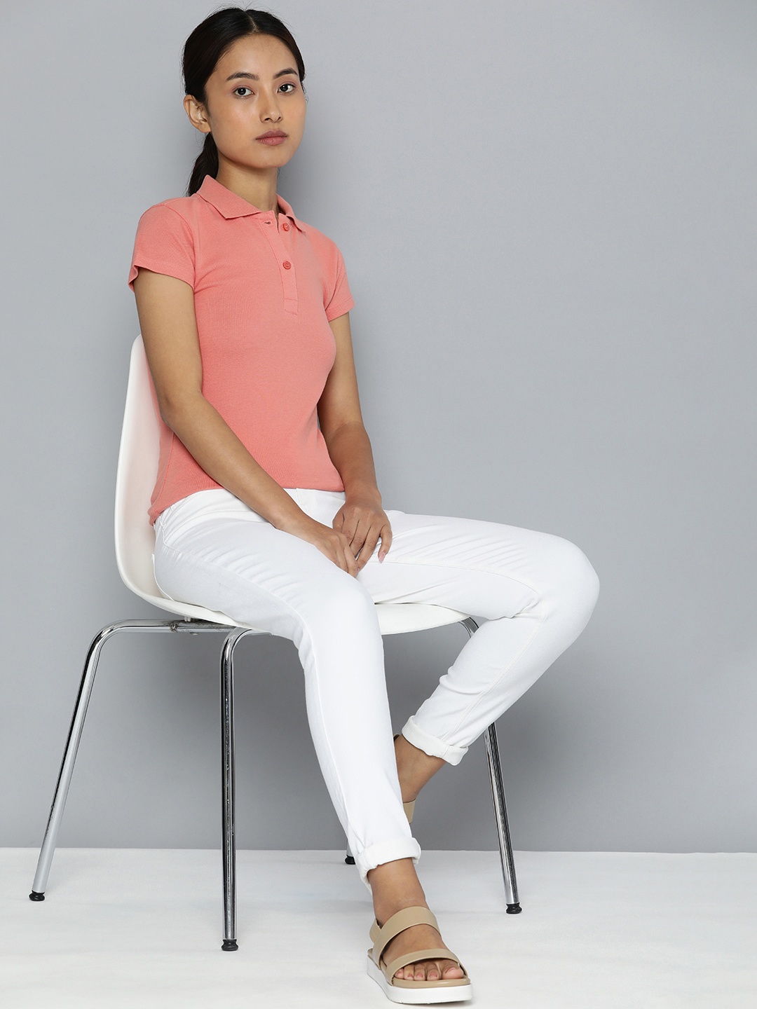 

ether Polo Collar T-shirt, Coral