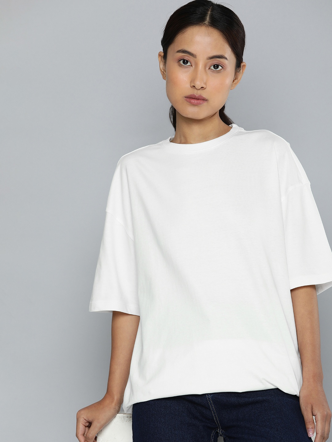 

ether Drop-Shoulder Sleeves Boxy T-shirt, Off white