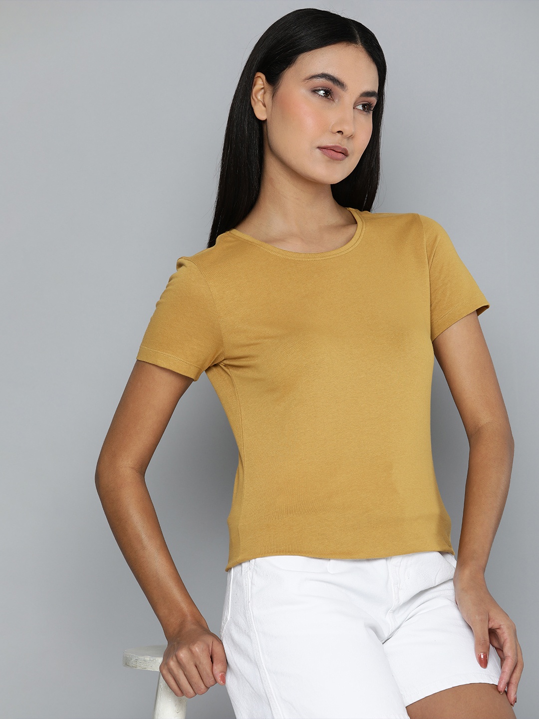 

ether Solid T-shirt, Mustard