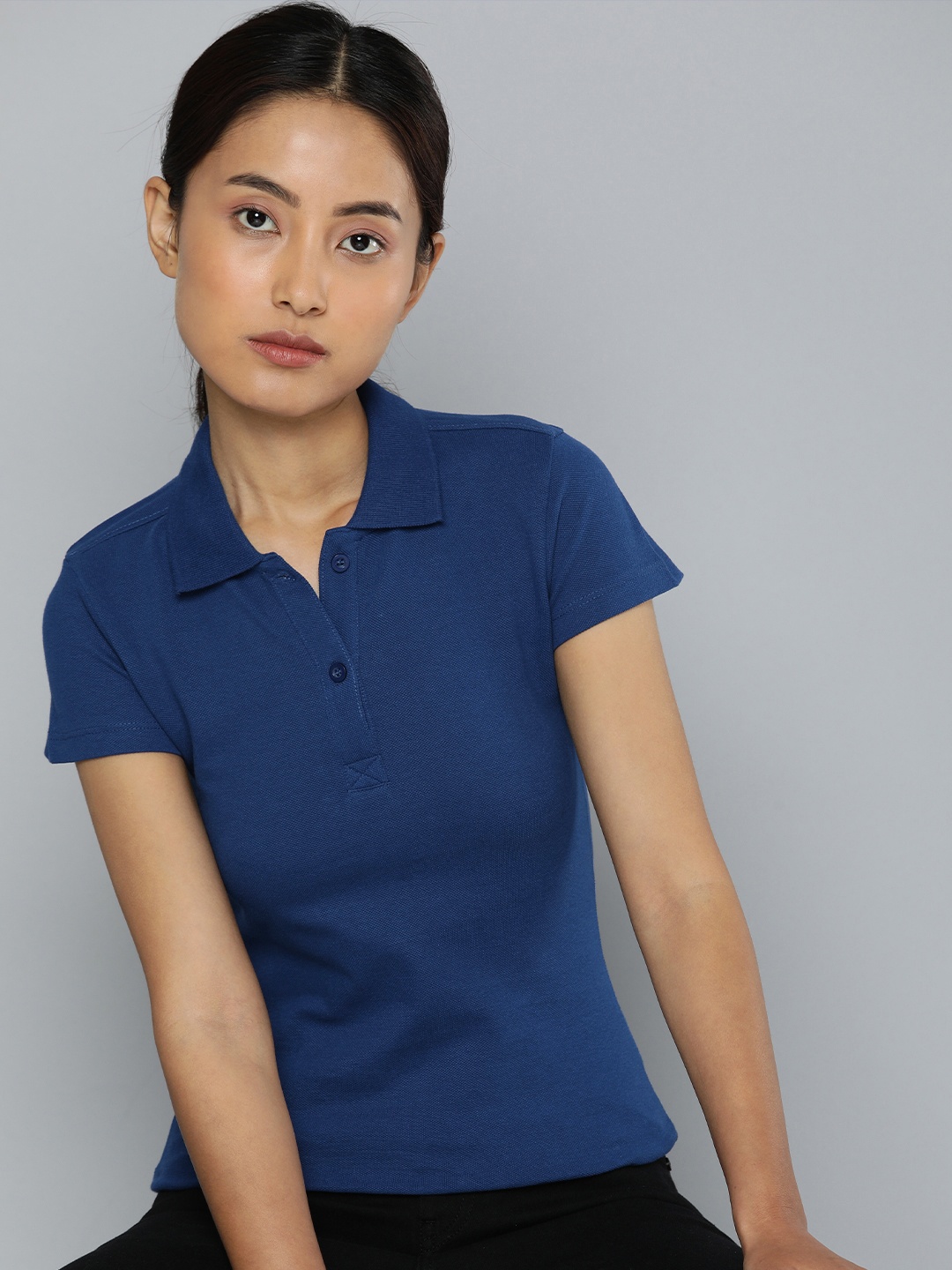 

ether Polo Collar T-shirt, Navy blue