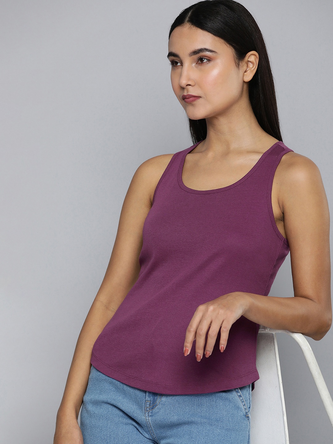 

ether Cotton Tank Top, Purple