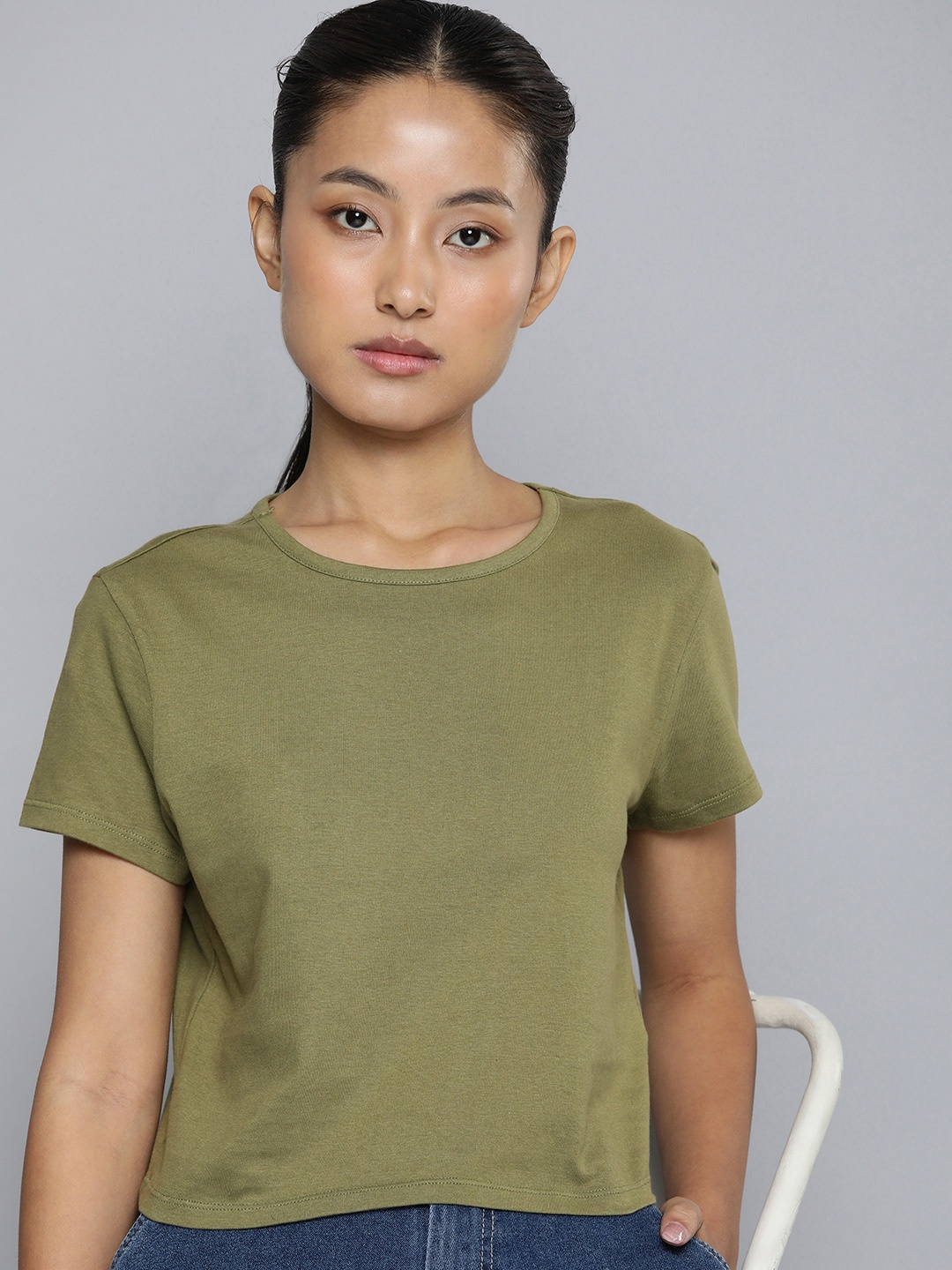 

ether Solid Slim Fit T-shirt, Olive
