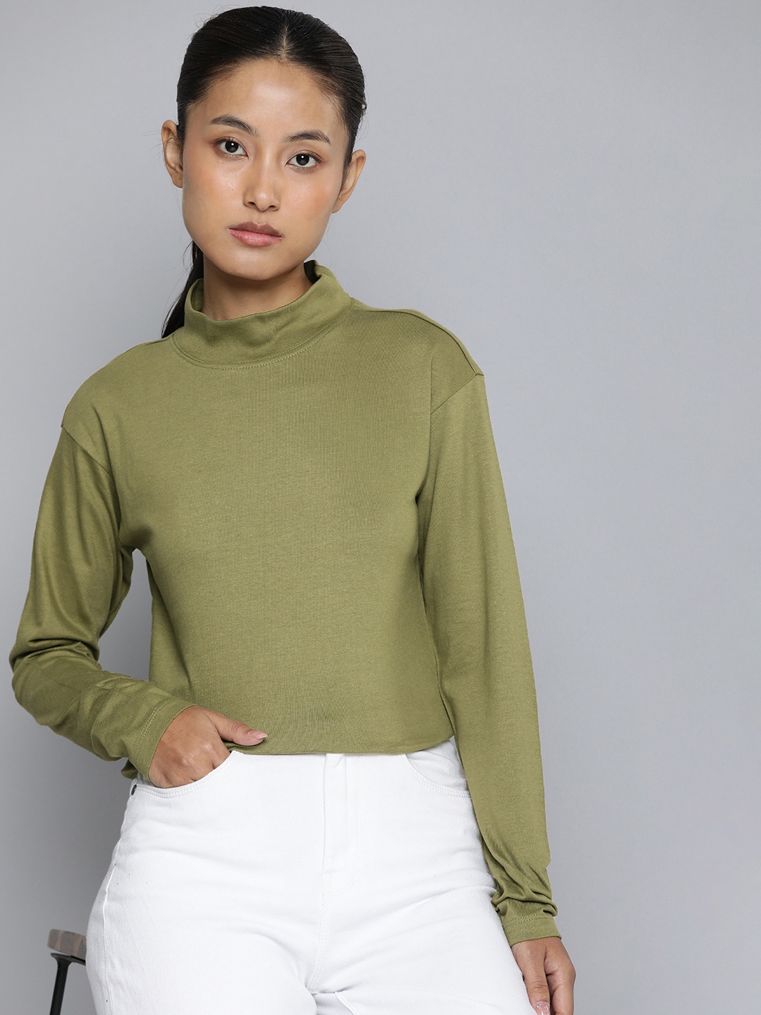 

ether High Neck T-shirt, Olive