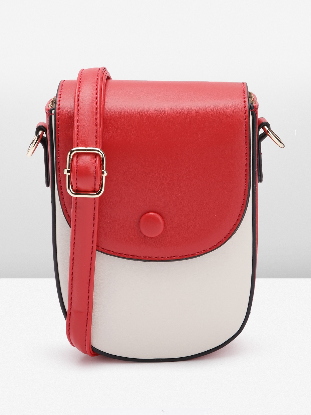 

Sugarush Colourblocked PU Structured Sling Bag, Red