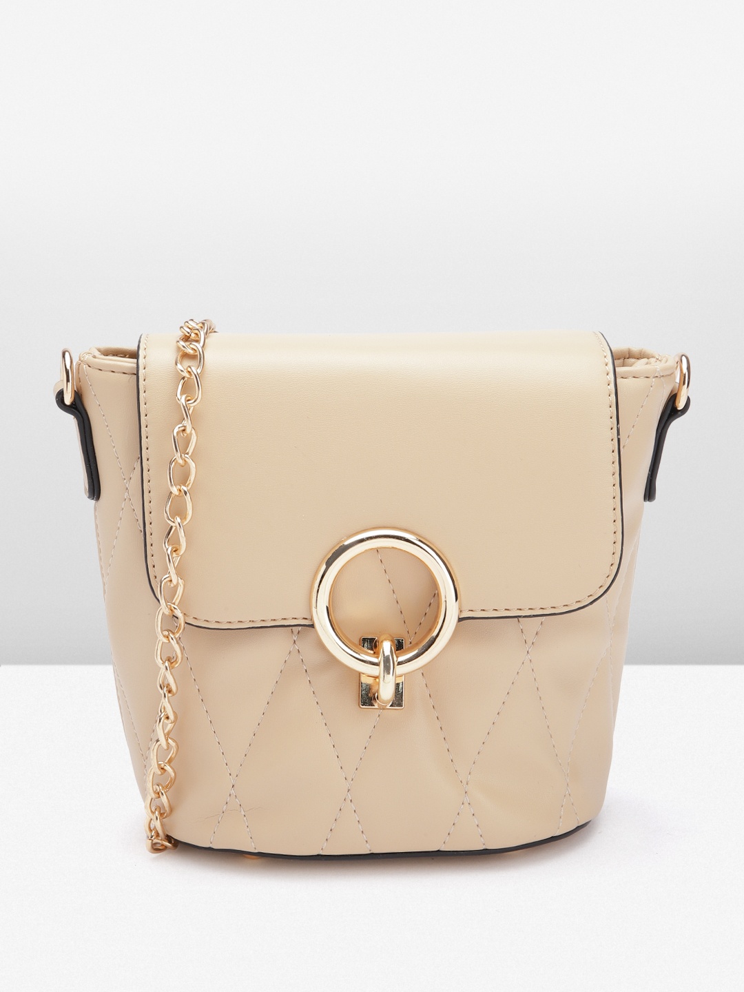 

Sugarush PU Structured Satchel with Quilted, Beige