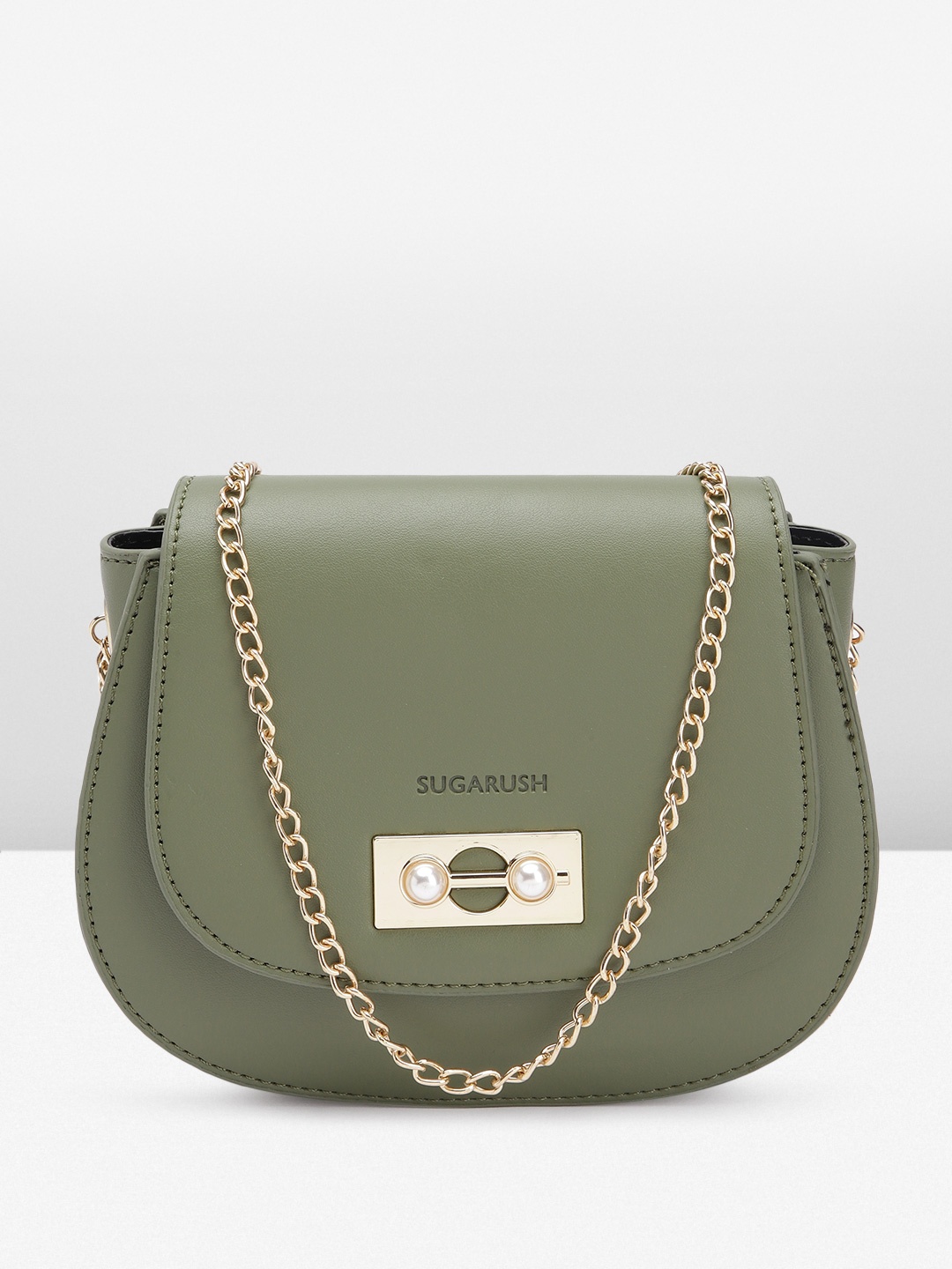 

Sugarush PU Structured Sling Bag, Olive