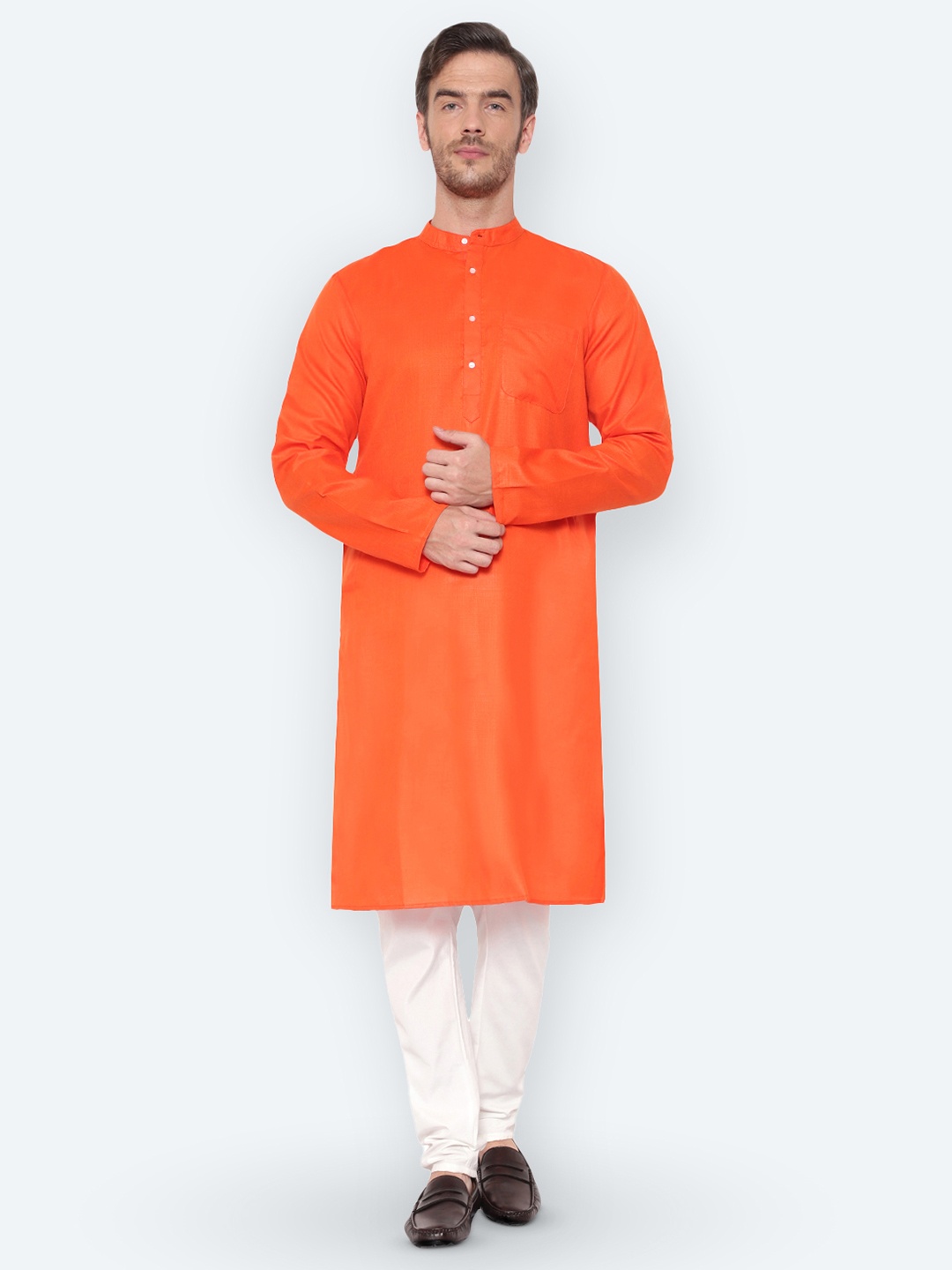 

Latest Chikan Garments Mandarin Collar Straight Kurta, Orange
