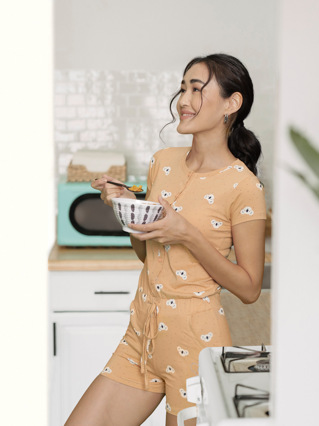 

Sweet Dreams Women Graphic Printed Playsuit, Beige