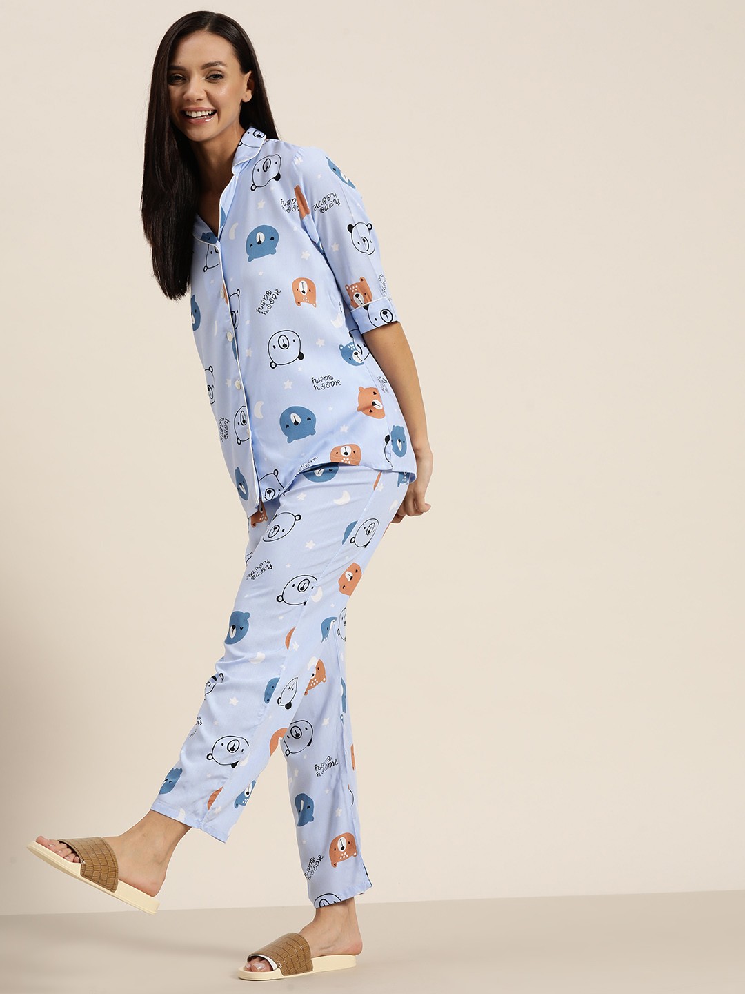 

Sweet Dreams Women Conversational Printed Night suit, Blue