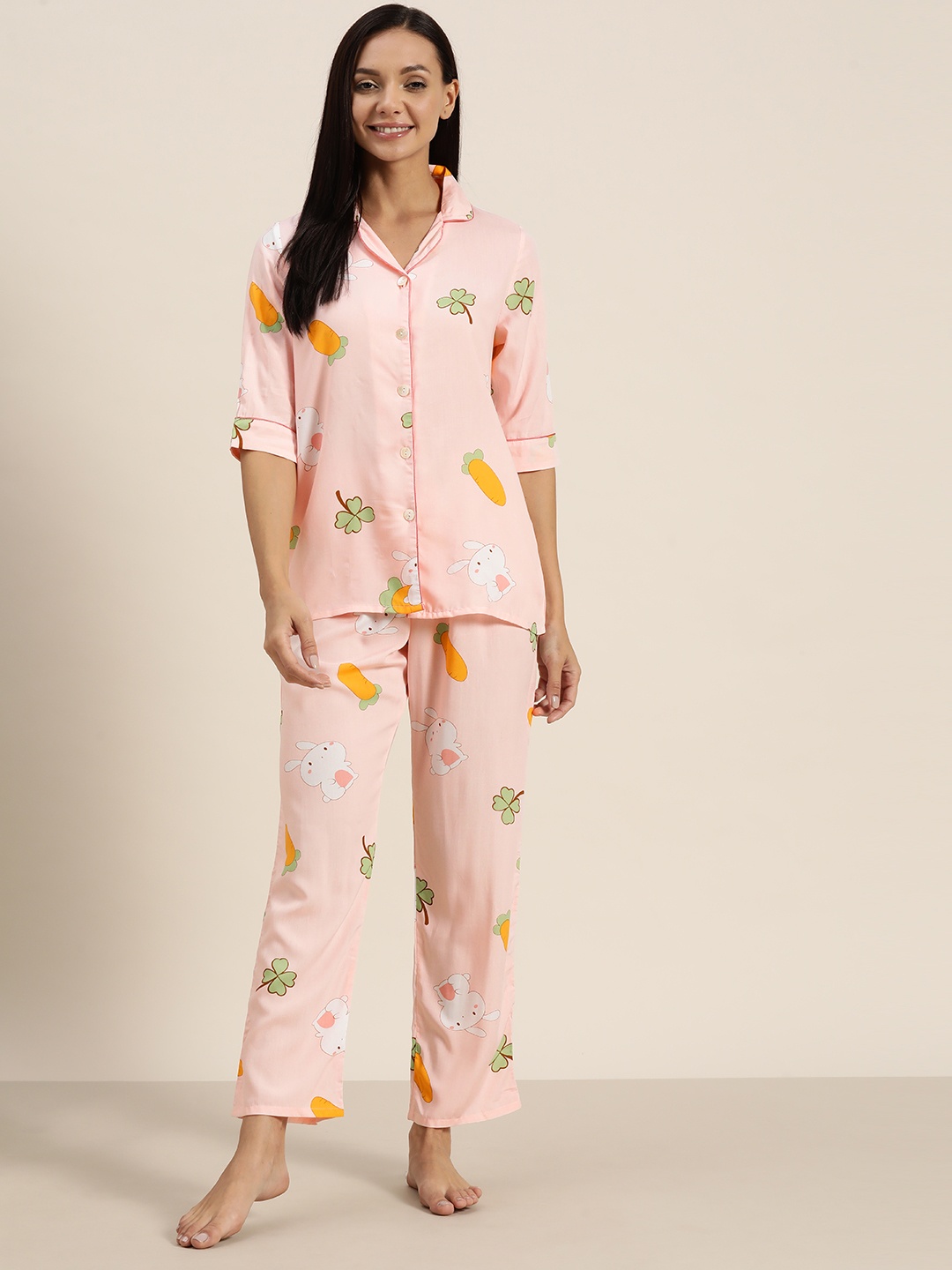 

Sweet Dreams Conversational Printed Pyjama Set, Pink