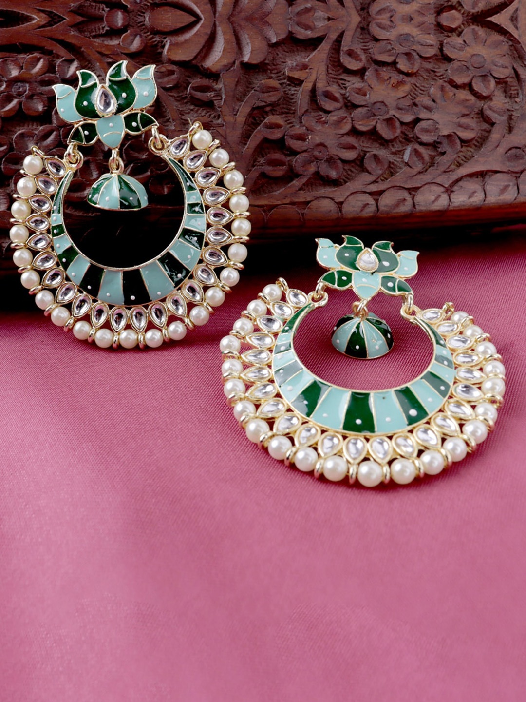 

Krelin Gold-Plated Classic Chandbalis Earrings, Green