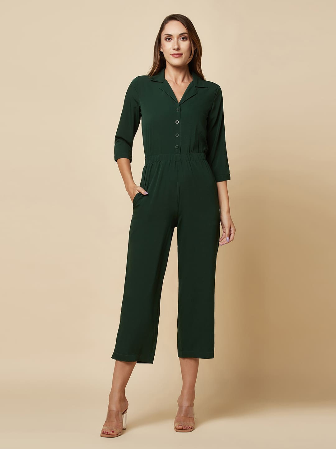 

RAASSIO Soild Basic Jumpsuit, Green