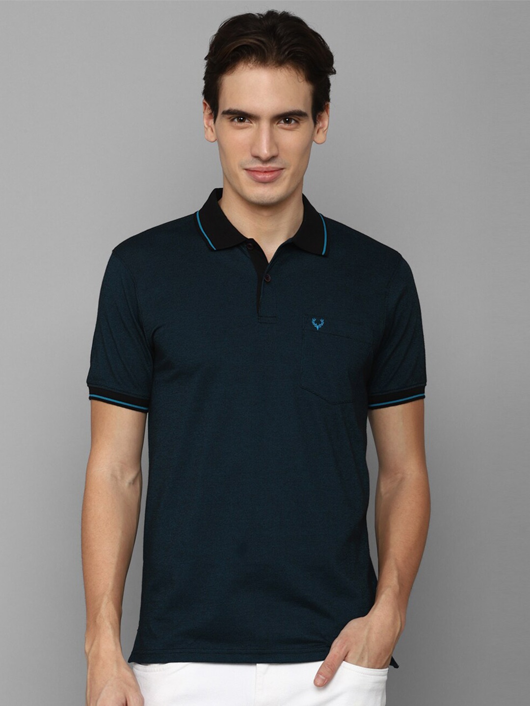 

Allen Solly Polo Collar Regular Fit Pure Cotton T-shirt, Teal