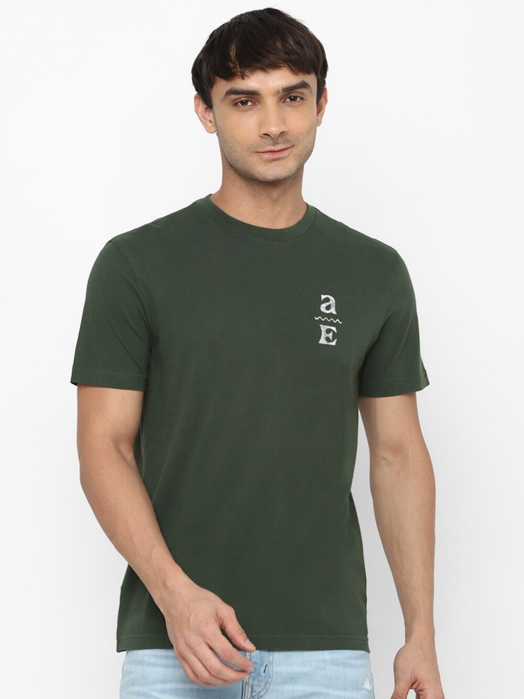 

AMERICAN EAGLE OUTFITTERS Typography Printed Pure Cotton T-shirt, Green