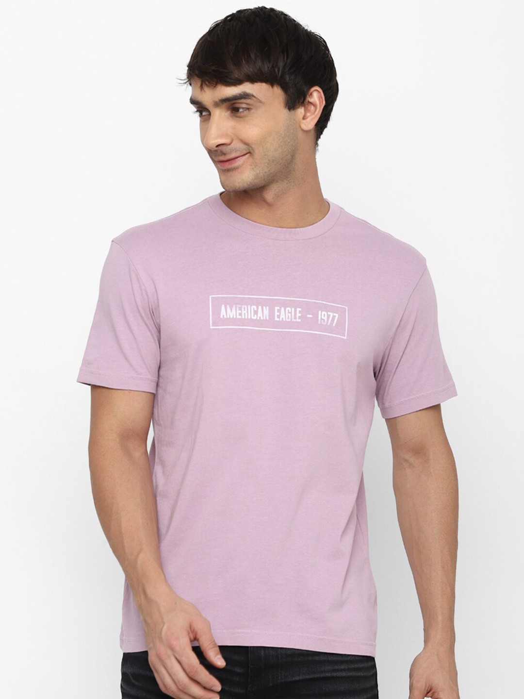

AMERICAN EAGLE OUTFITTERS Typography Printed Pure Cotton T-shirt, Purple