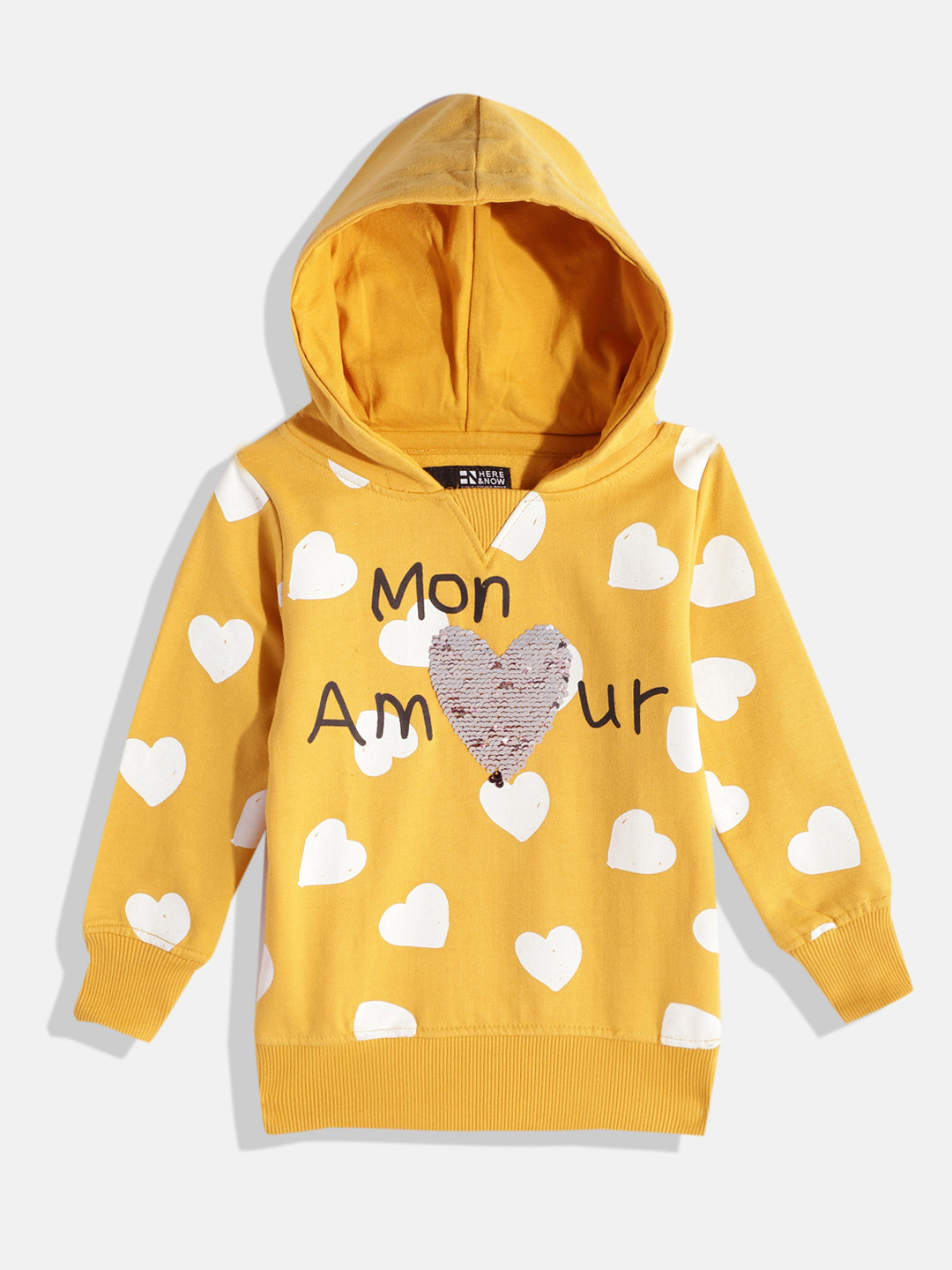 

HERE&NOW Girls Printed Sweatshirt, Yellow