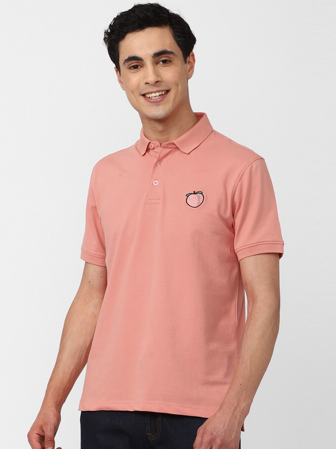 

SIMON CARTER LONDON Polo Collar Slim Fit T-shirt, Peach