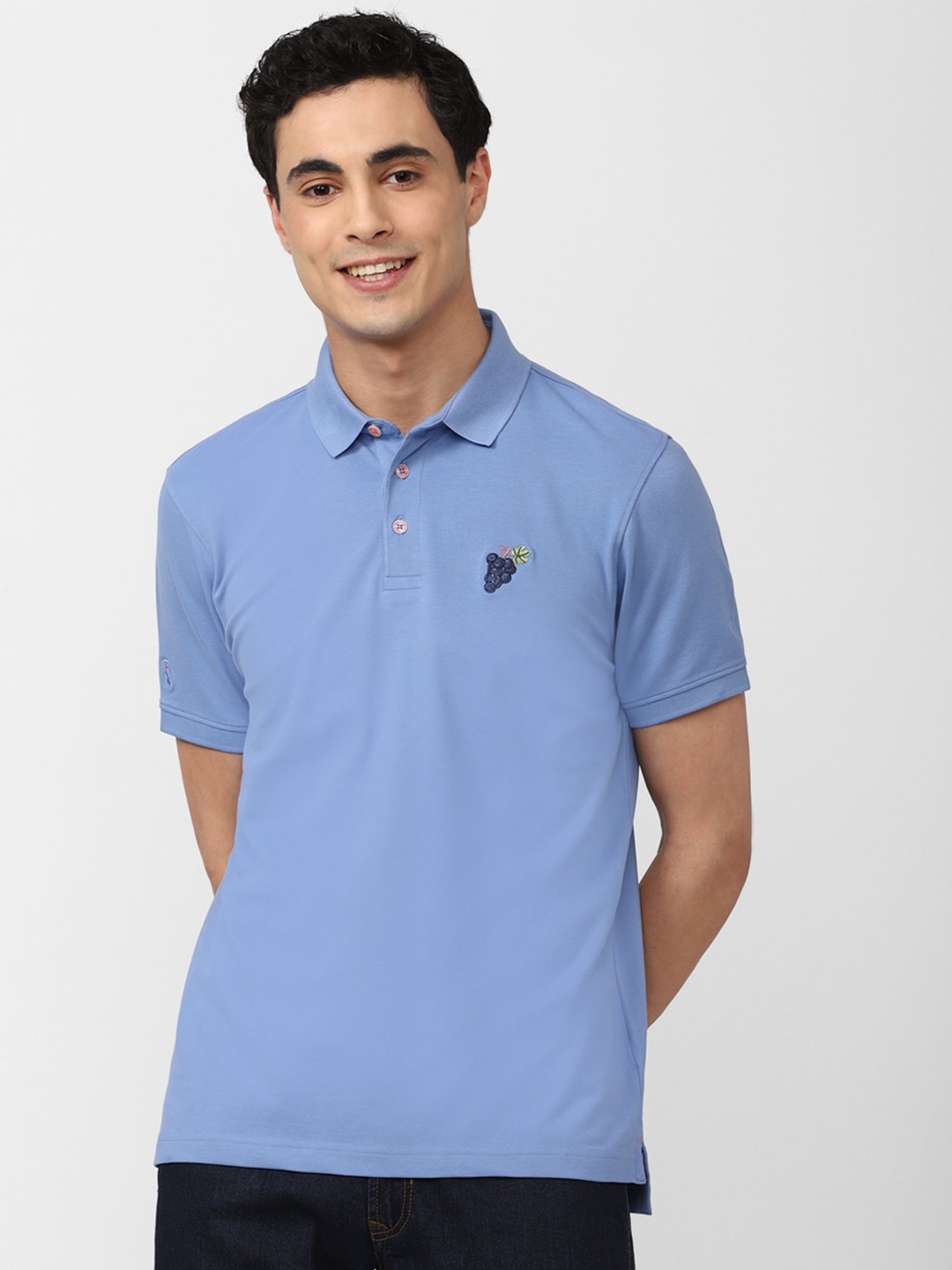 

SIMON CARTER LONDON Polo Collar Slim Fit Cotton T-shirt, Blue