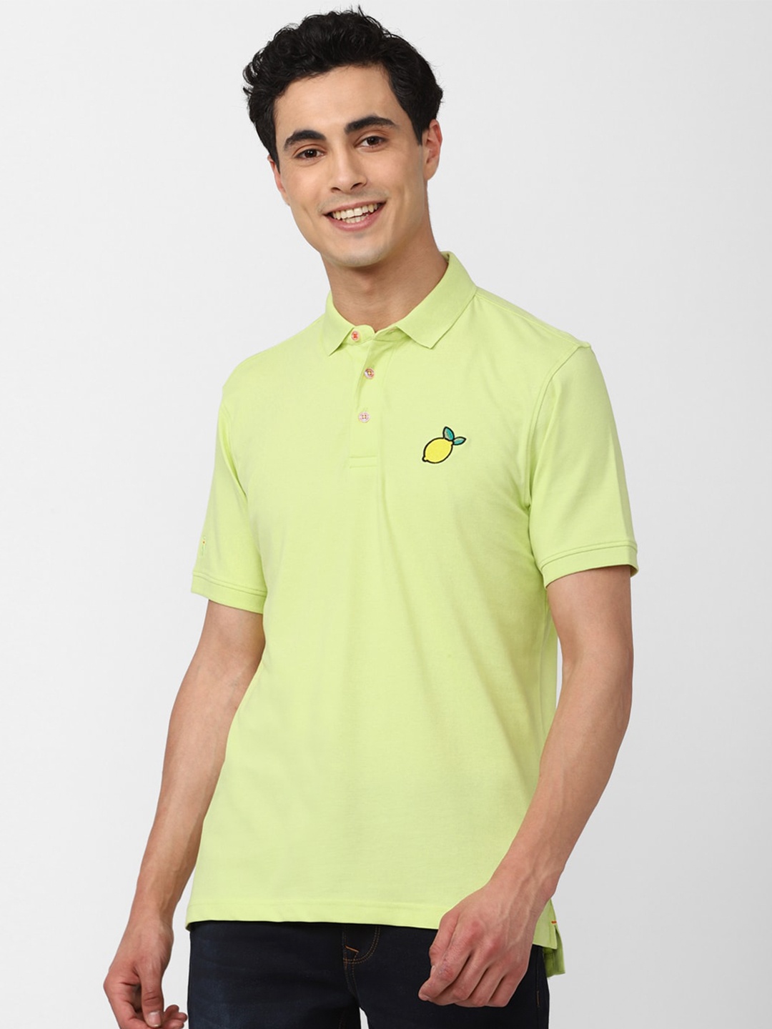 

SIMON CARTER LONDON Polo Collar Slim Fit T-shirt, Lime green