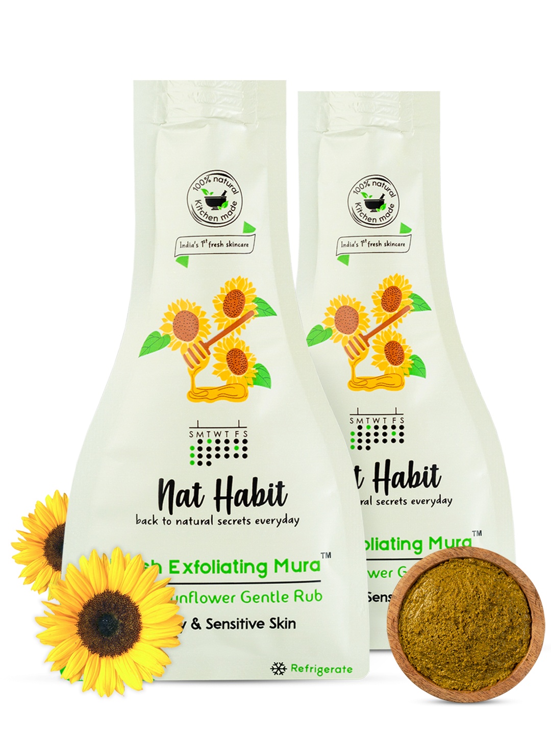 

Nat Habit Set of 2 Fresh Exfoliating Mura Face Exfoliator with Honey Sunflower-25g Each, White