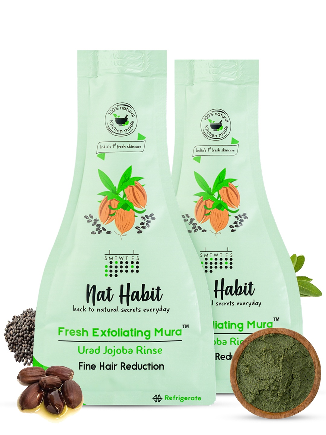 

Nat Habit Set of 2 Fresh Exfoliating Mura Face Exfoliator with Urad Jojoba - 25 g Each, Green