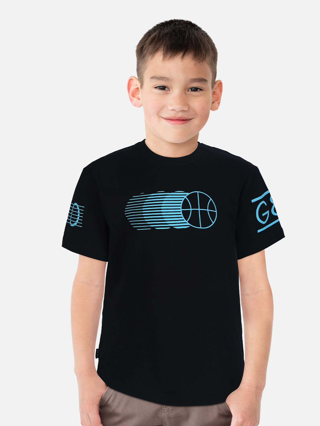 

Gini and Jony Boys Graphic Printed Cotton T-shirt, Black
