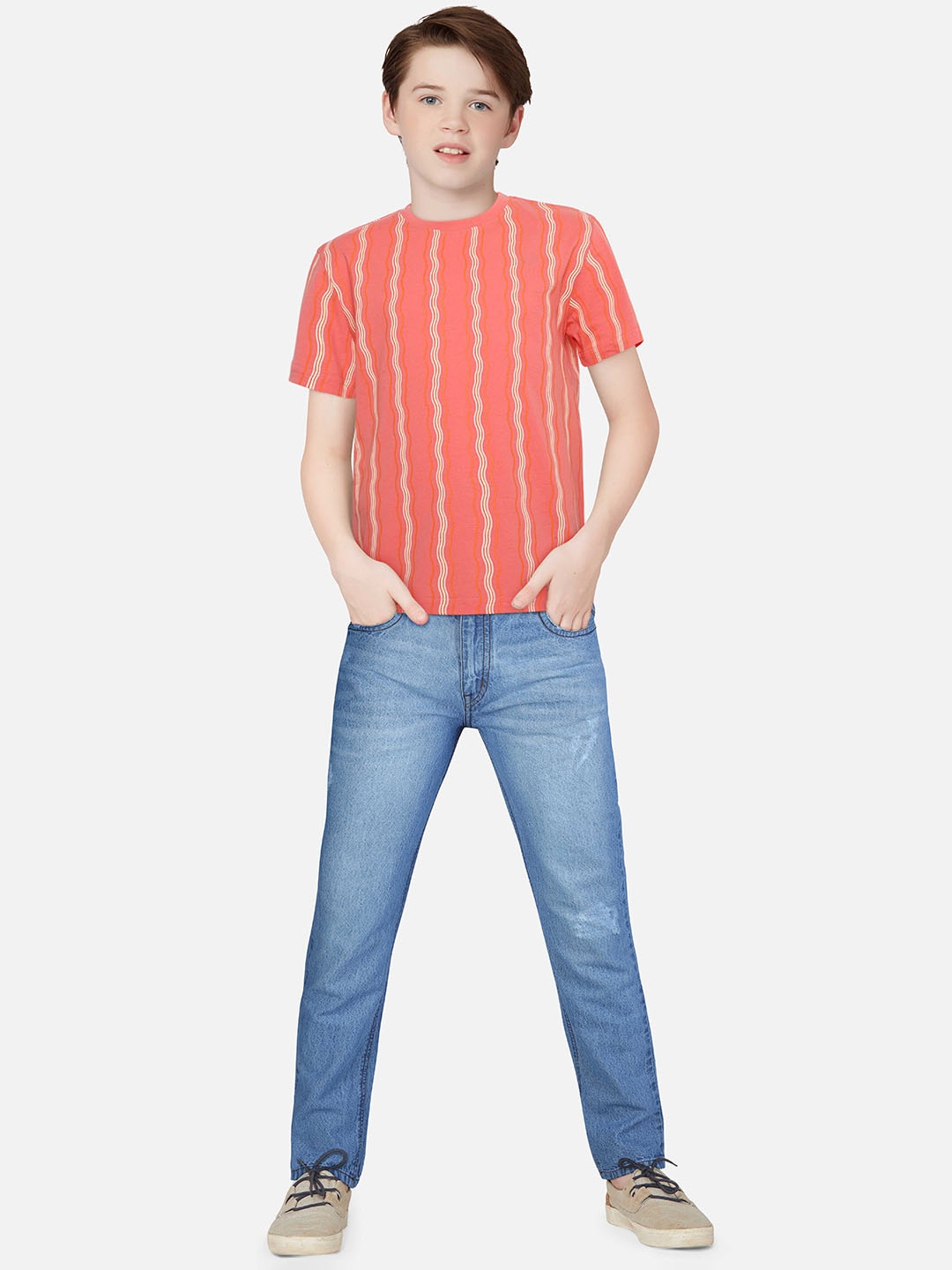

Gini and Jony Boys Striped T-shirt, Coral