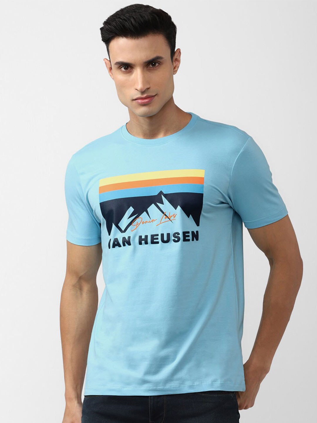 

VAN HEUSEN DENIM LABS Graphic Printed Round Neck T-shirt, Blue