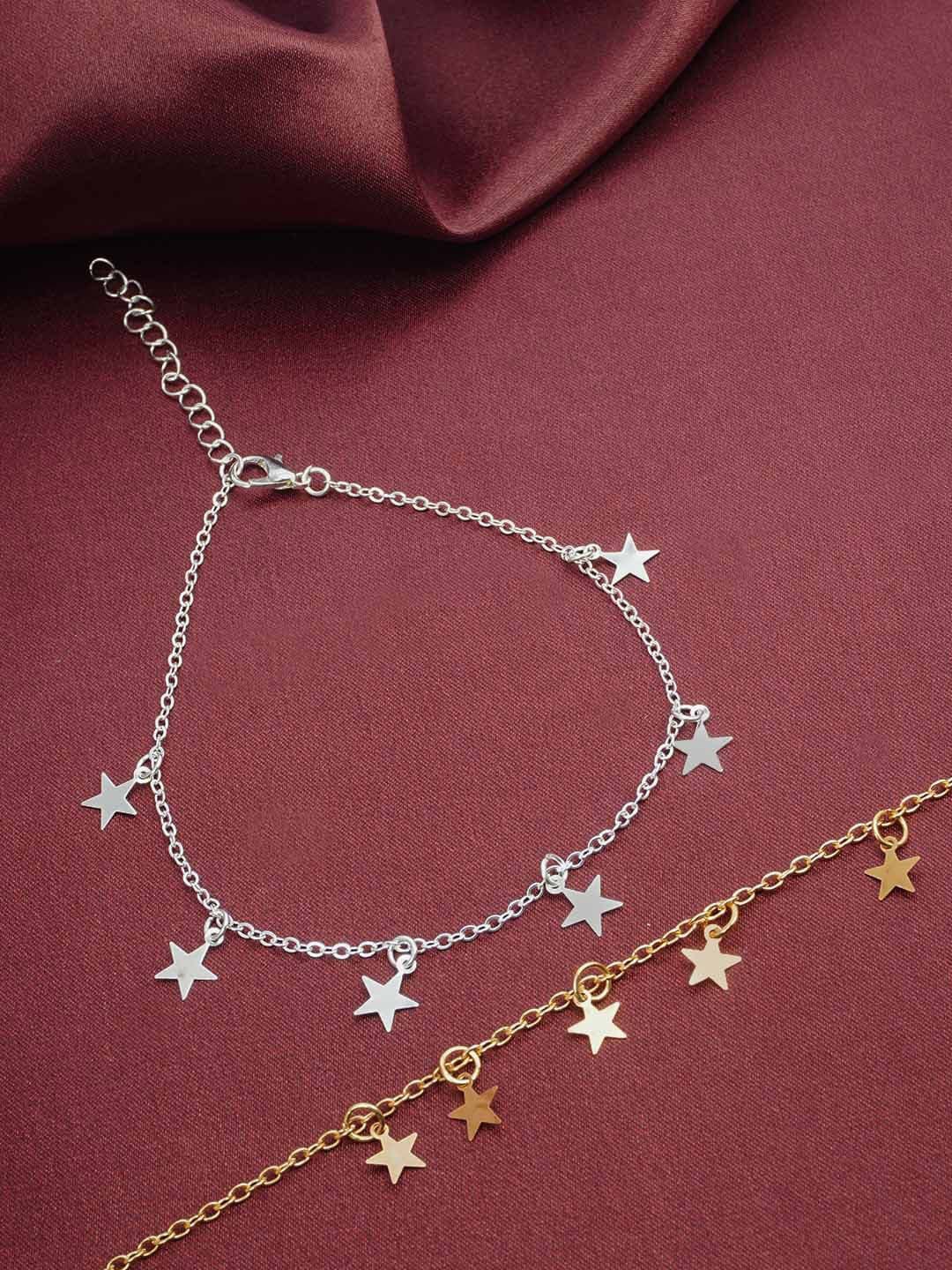 

Ferosh Set of 2 Star Charm Anklets, Gold