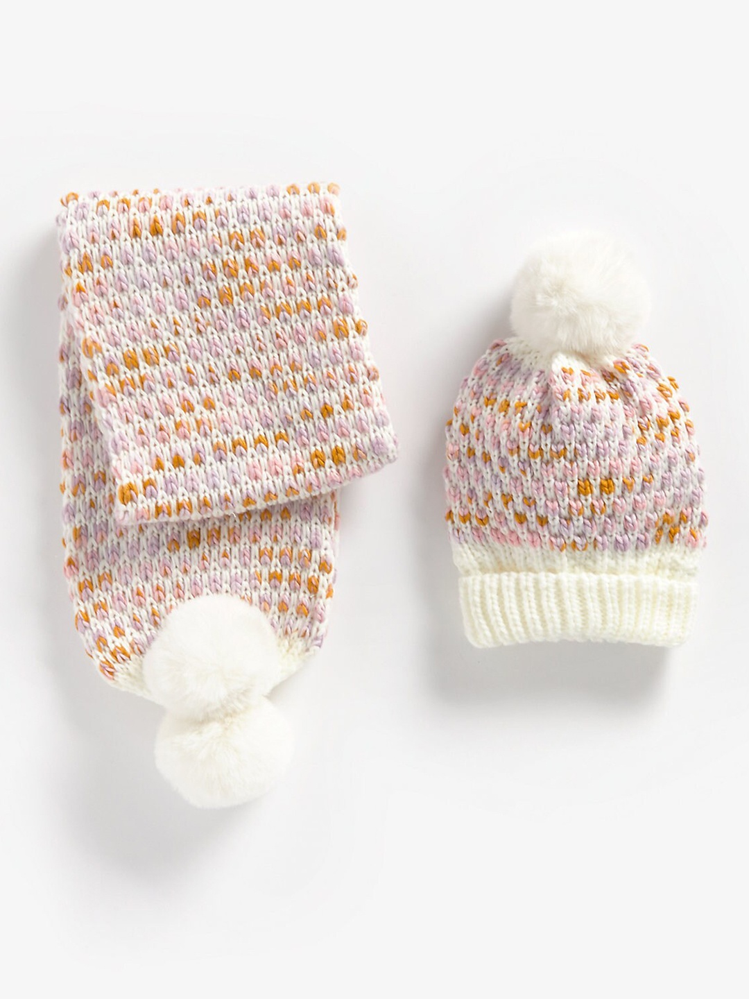 

mothercare Infants Girls Beanie And Scarf Set, White
