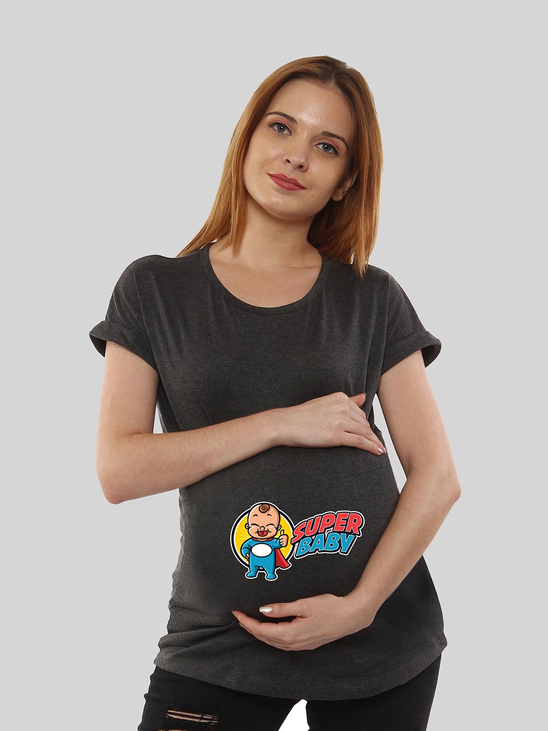 

SillyBoom Women Charcoal Printed T-shirt
