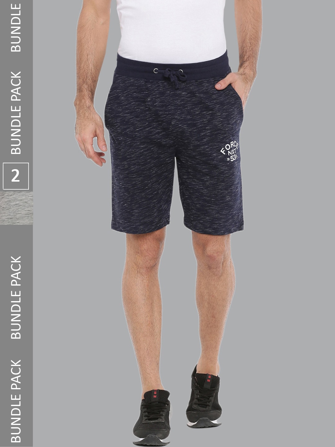 

Force NXT Men Solid Pack of 2 Super Combed Cotton Bermuda, Black