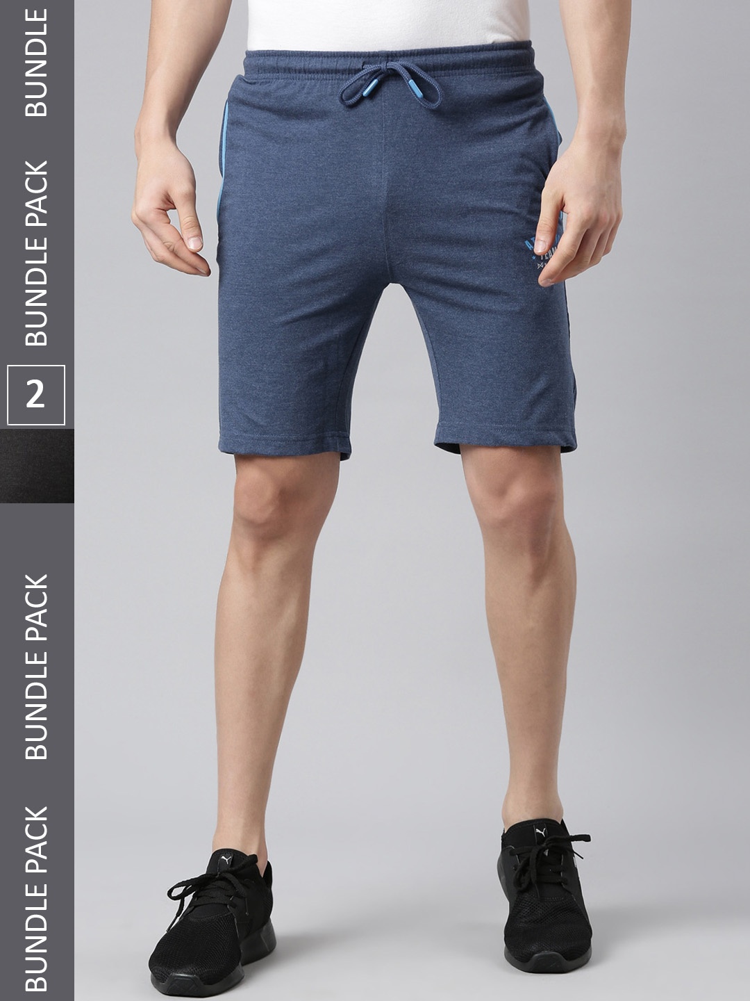 

Force NXT Men Solid Pack of 2 Super Combed Cotton Bermuda, Blue