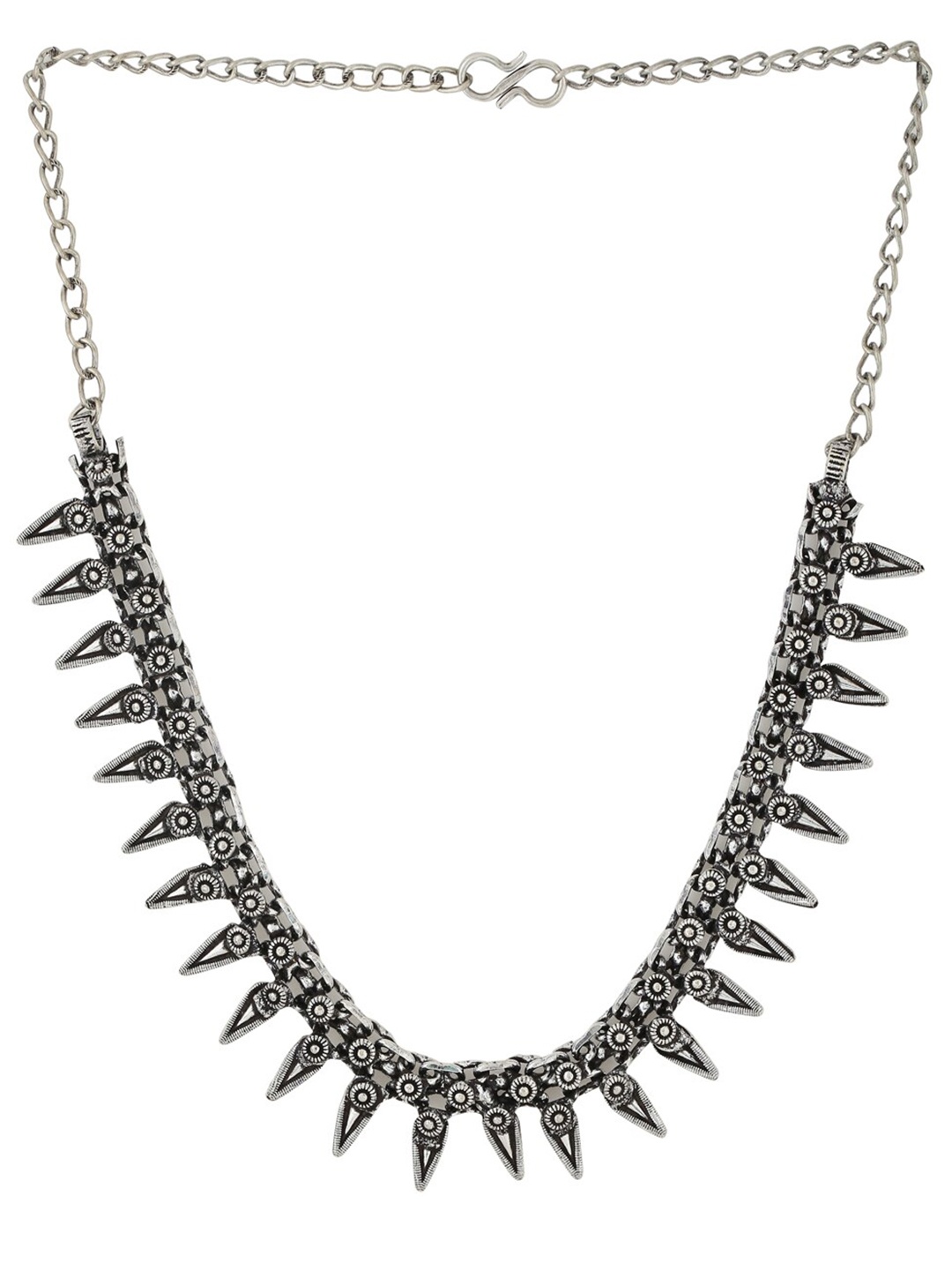 

VIRAASI Silver-Plated Statement Oxidised Choker Necklace, Black