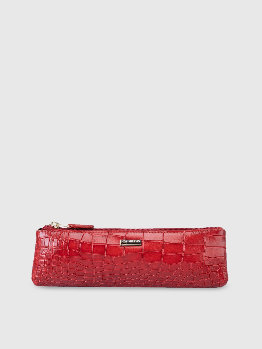 

Da Milano Women Textured Leather Travel Pouch, Red