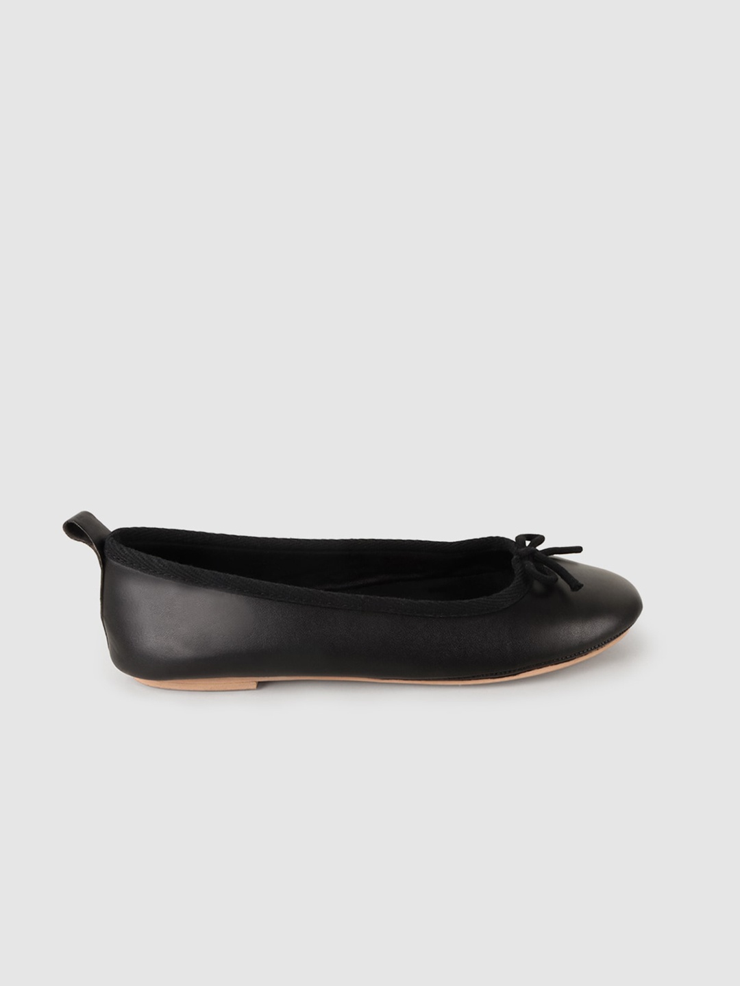 

mothercare Girls Bow Embellished Leather Ballerinas, Black