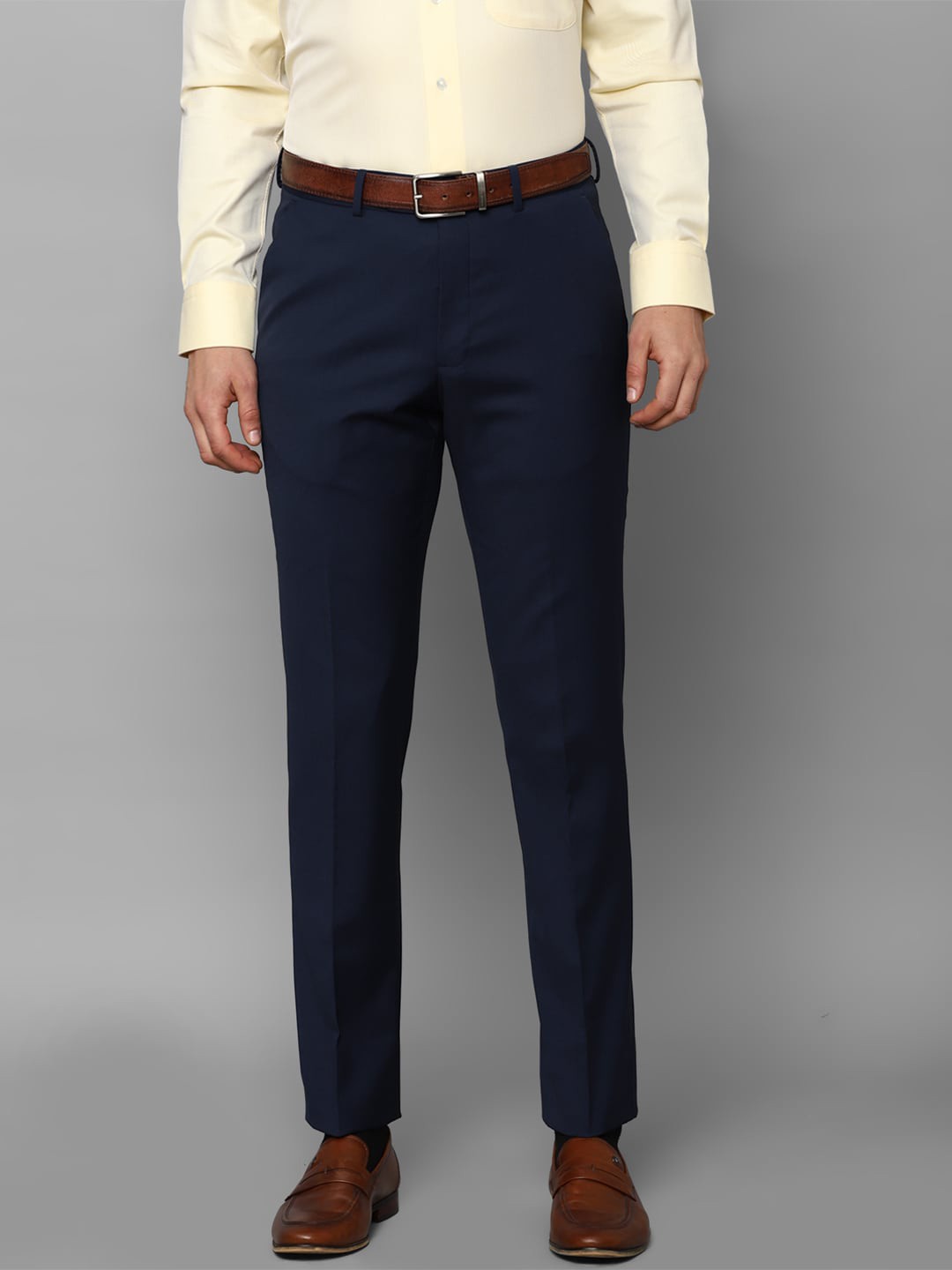 

Luxure by Louis Philippe Men Mid-Rise Slim Fit Plain Formal Trousers, Navy blue