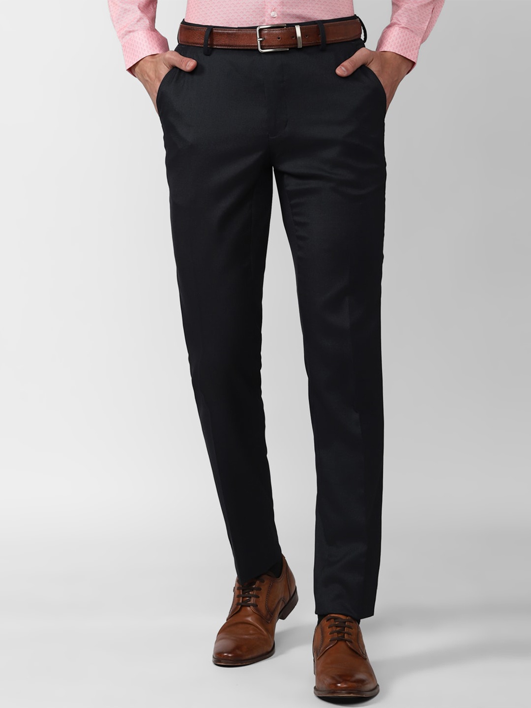 

Peter England Men Slim Fit Formal Trousers, Black