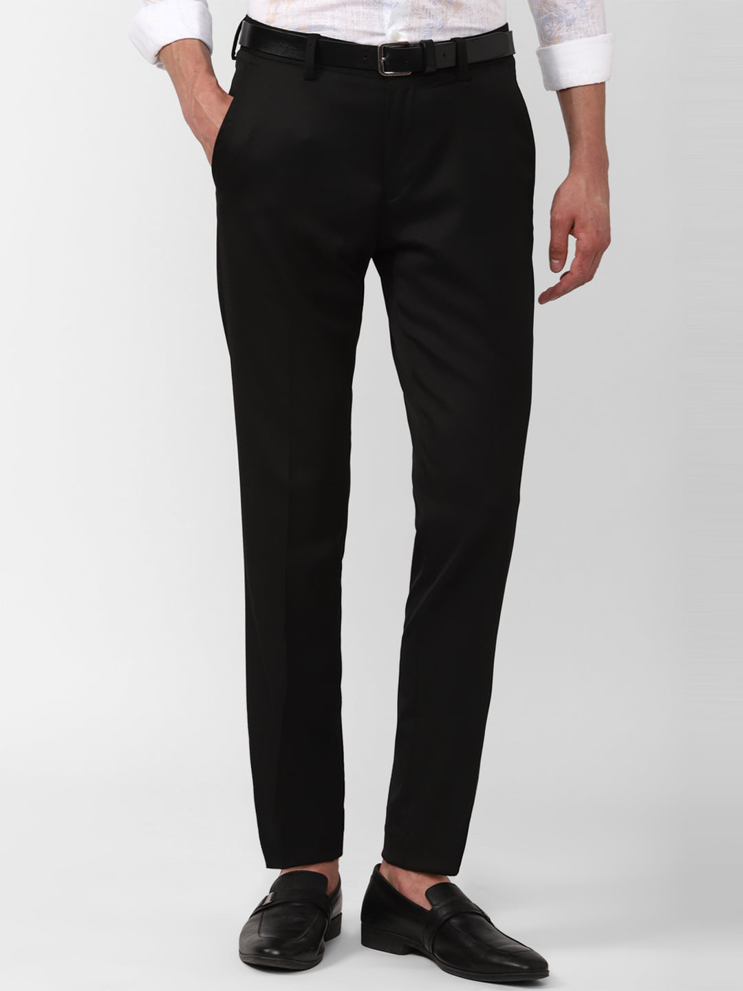 

SIMON CARTER LONDON Men Mid-Rise Slim Fit Formal Trousers, Black