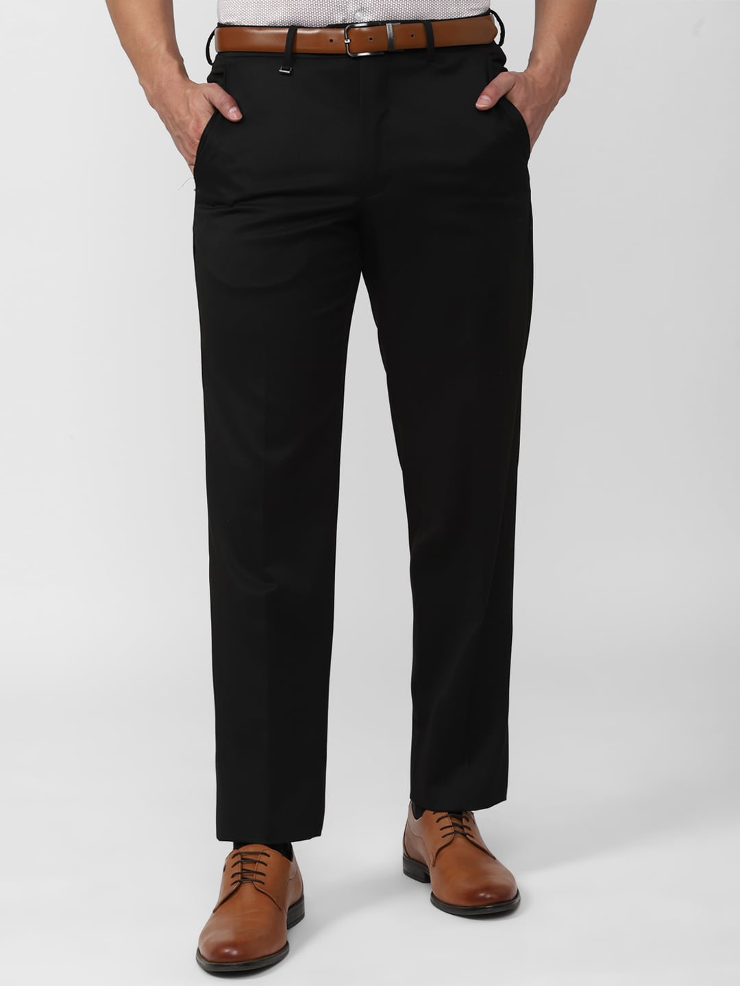 

Van Heusen Men Mid-Rise Formal Trousers, Black