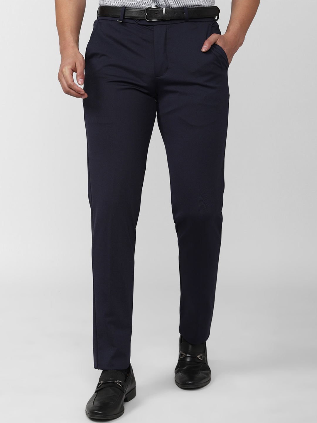 

Van Heusen Men Textured Slim Fit Formal Trousers, Navy blue