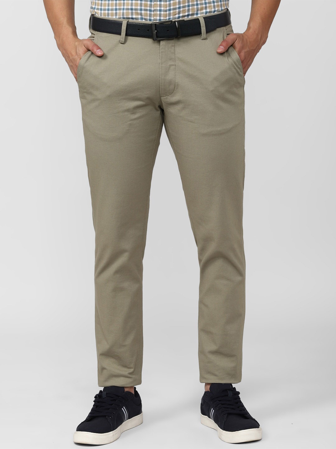 

Van Heusen Sport Men Cotton Mid-Rise Slim Fit Trousers, Olive