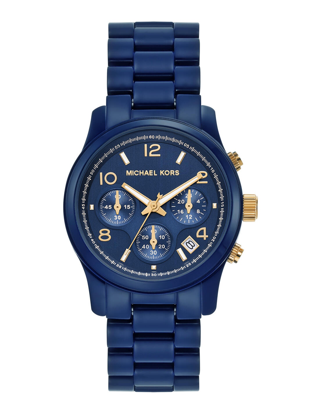 

Michael Kors Women Stainless Steel Bracelet Style Analogue Multi Function Watch MK7332, Blue