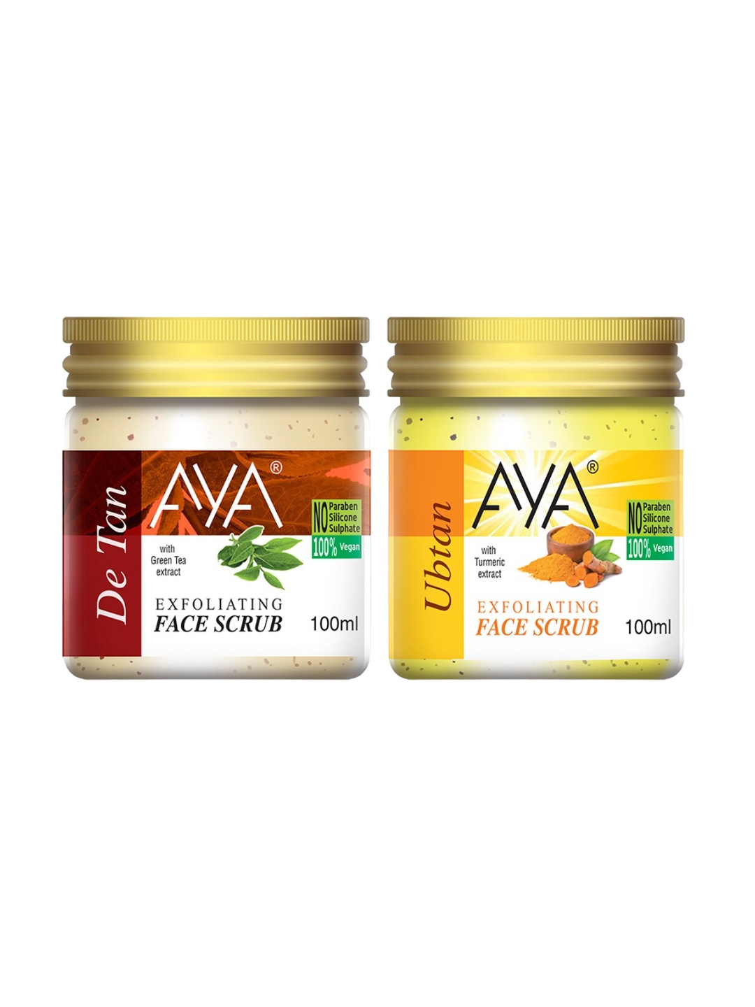 

AYA Set Of 2 Detan & Ubtan Exfoliating Face Scrubs - 100 ml Each, Orange