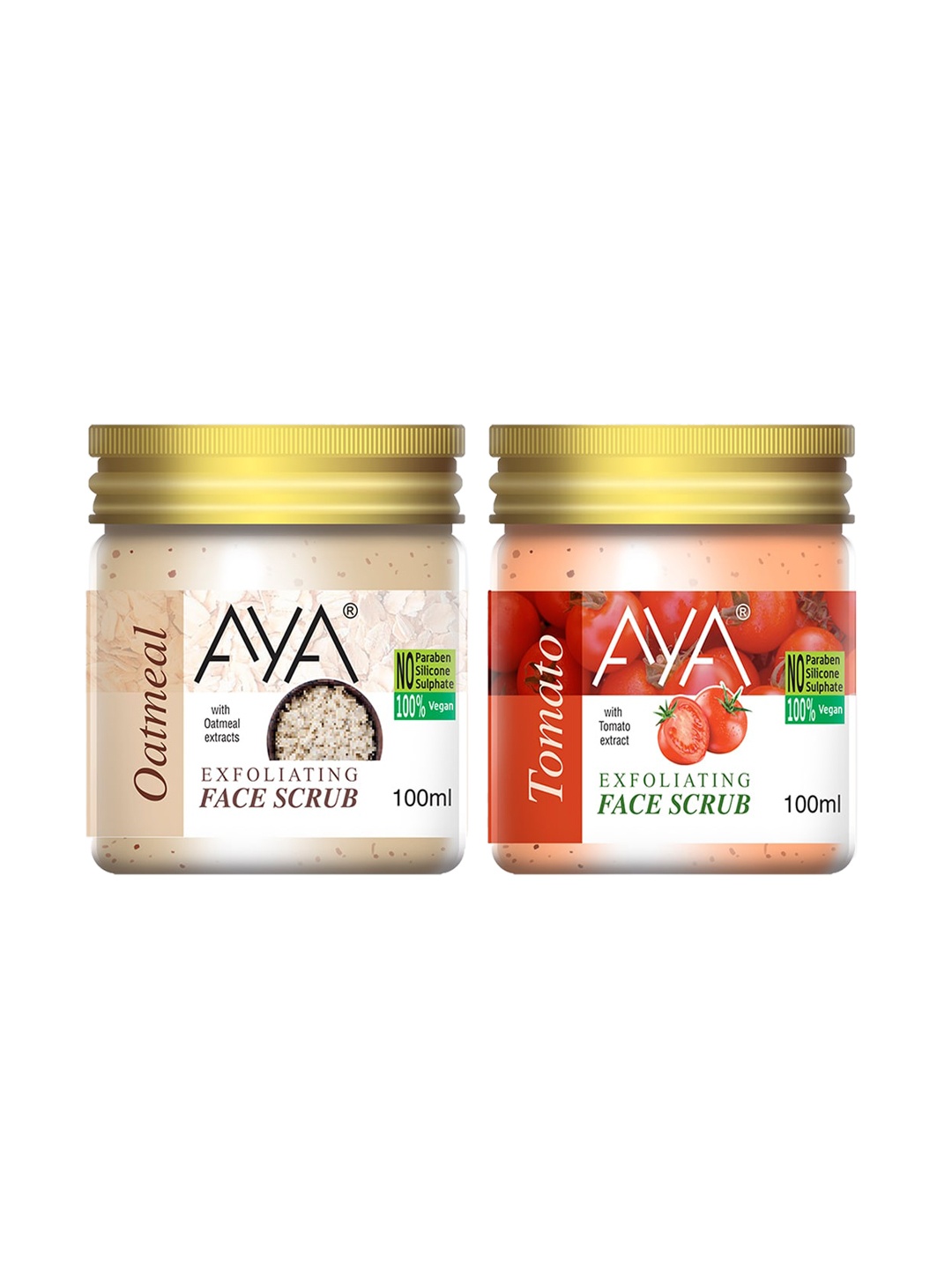 

AYA Set Of 2 Oatmeal & Tomato Exfoliating Face Scrubs - 100 ml Each, Red